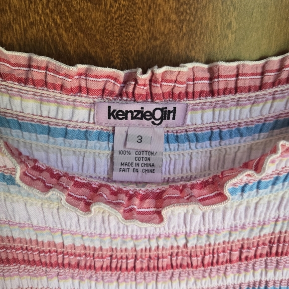 Kensie Girl Pink and Blue Spaghetti Strap Stiped Sundress Smocked Bodice 3 - Picture 3 of 4